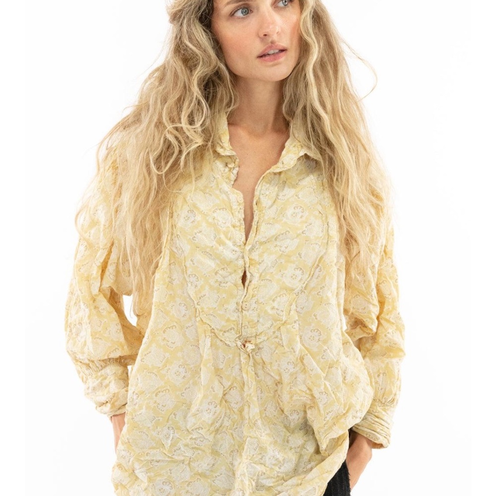 Magnolia Pearl, Yellow Floral Women's Top